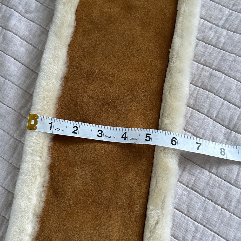 J. Crew faux suede tan cream soft Shearling boho western neck wrap scarf OS - Picture 5 of 9
